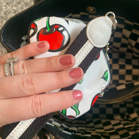 EUC Isabelle Fiore Checkered Cherry Leather Shoulder Bag - Picture 8 of 9